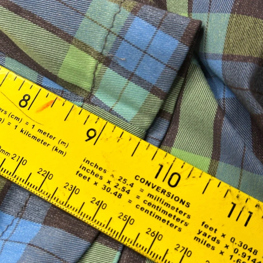Tommy Bahama Shorts Mens Size 46 Blue Green Plaid Flat Front Regular Excellent